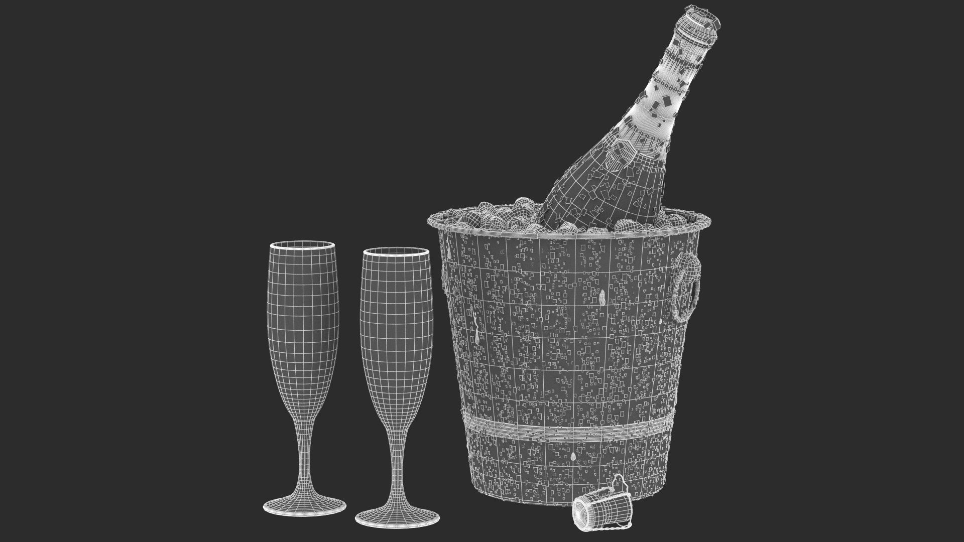 Opened Champagne Bottle On Ice Bucket 3D - TurboSquid 1823218