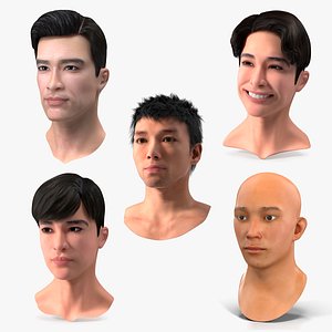 Asian Man Heads Collection 4 3D model