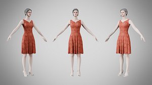 3D Dress 36 Crimson Mandala Brocade model