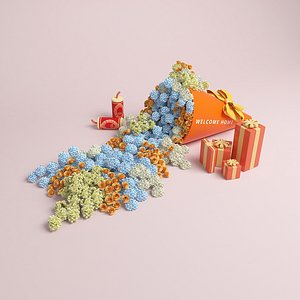 3D Modern Head Flower Bouquet Display Giant Flower Bouquet Commercial Giant Flower Tube Simulation Flow