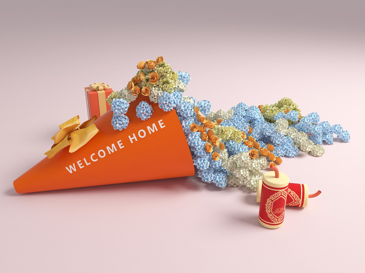 3D Modern Head Flower Bouquet Display Giant Flower Bouquet Commercial