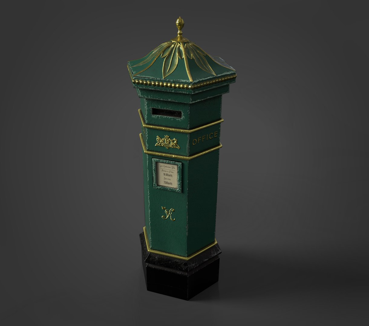Victorian Street Assets Clock Barrel Postbox 3D Model - TurboSquid 1715179