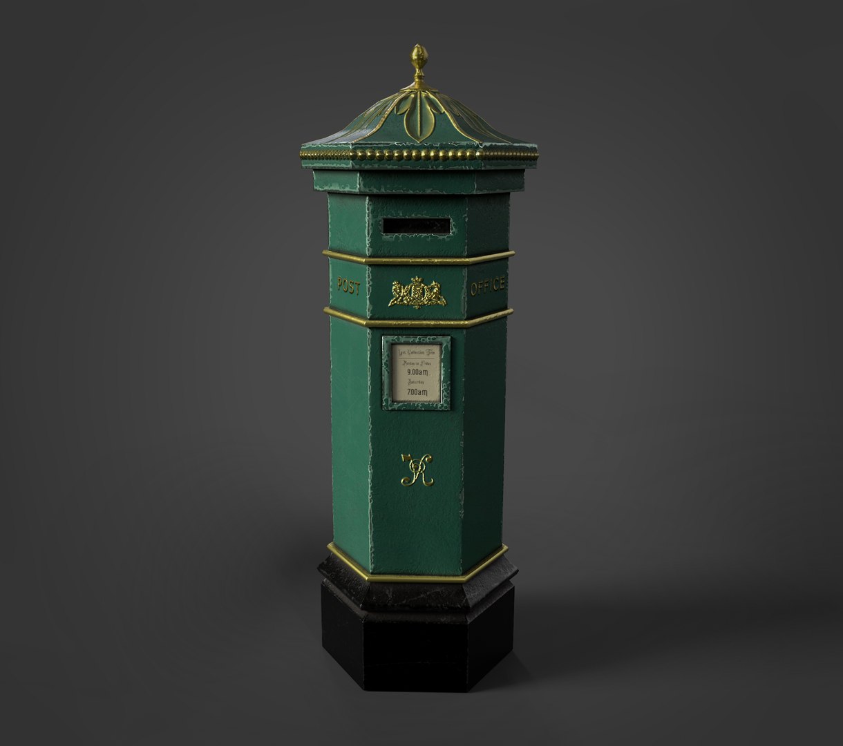 Victorian Street Assets Clock Barrel Postbox 3D Model - TurboSquid 1715179