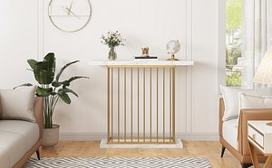 Modern Luxury Marble Console Table with Gold Metal Frame