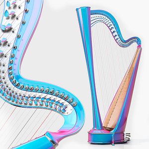 Iridescent symphony Harp 3D model 3D model