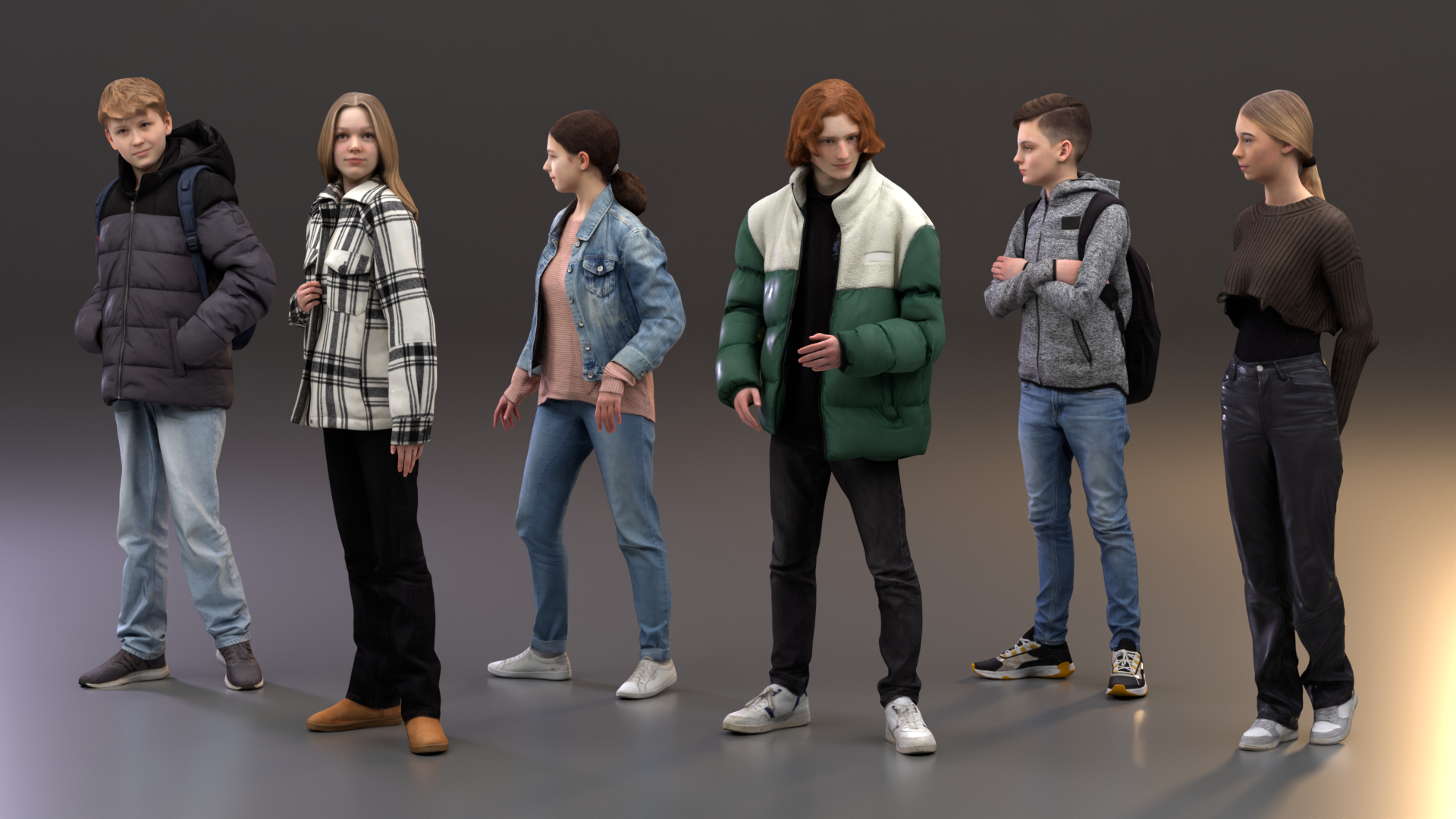 3D Rigged People SixPack 004 - Render School Students - TurboSquid 2302834