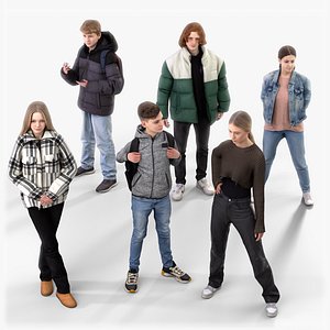 3D rigged People SixPack 004 - Render School Students