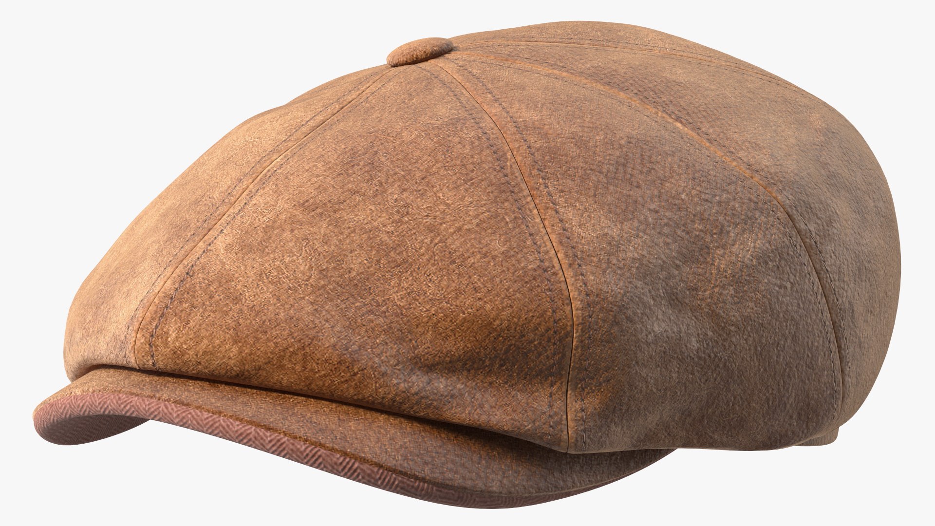 Leather Flat Cap Brown 3D model preview