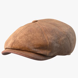 3D Leather Flat Cap Brown