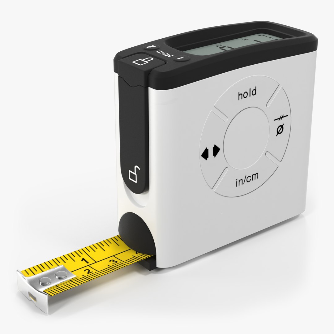 Digital Tape Measure White 3D Model 3D model preview