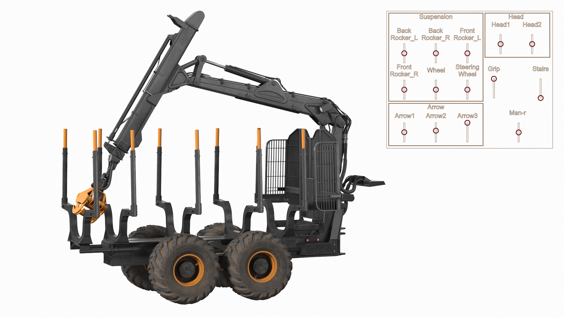 Log Loader Trailer Rigged 3D model - TurboSquid 1902487