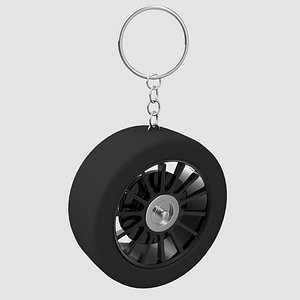 Sports Car Wheel Keychain 3D