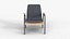 Modèle 3D d'un fauteuil lounge avec accoudoirs en bois