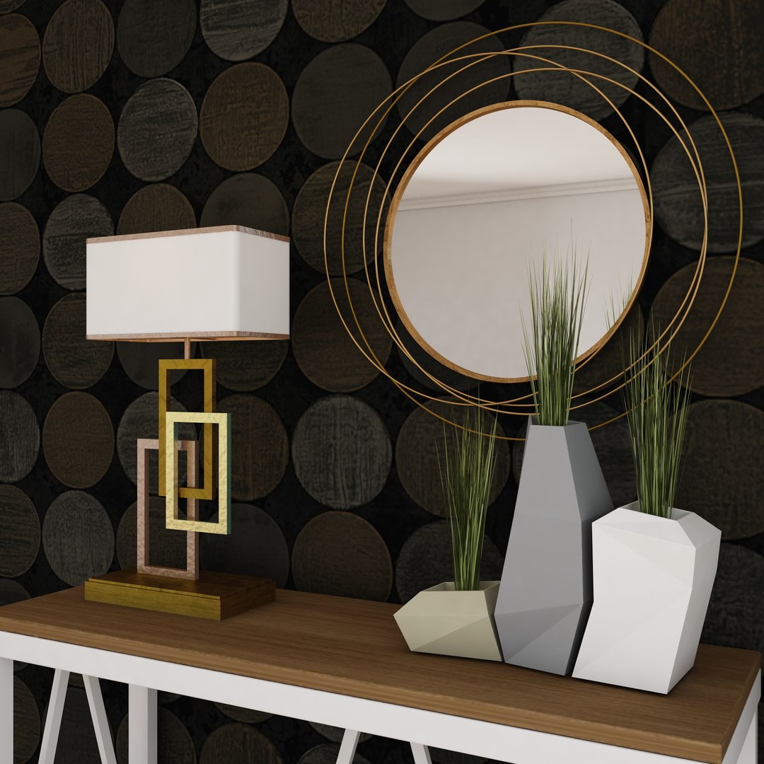Living Room Mirror Table Set 3D Model - TurboSquid 1789408