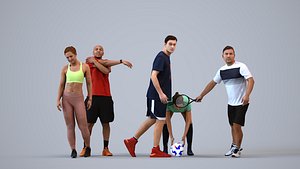 3D Basics0648 - A set containing 5 models of male and female adults walking in sport attire doing exerc
