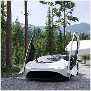 Self-driving car  with interior Rigged