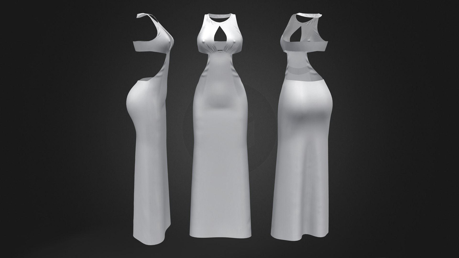 Front Open Maxi Dress 3D - TurboSquid 1817547