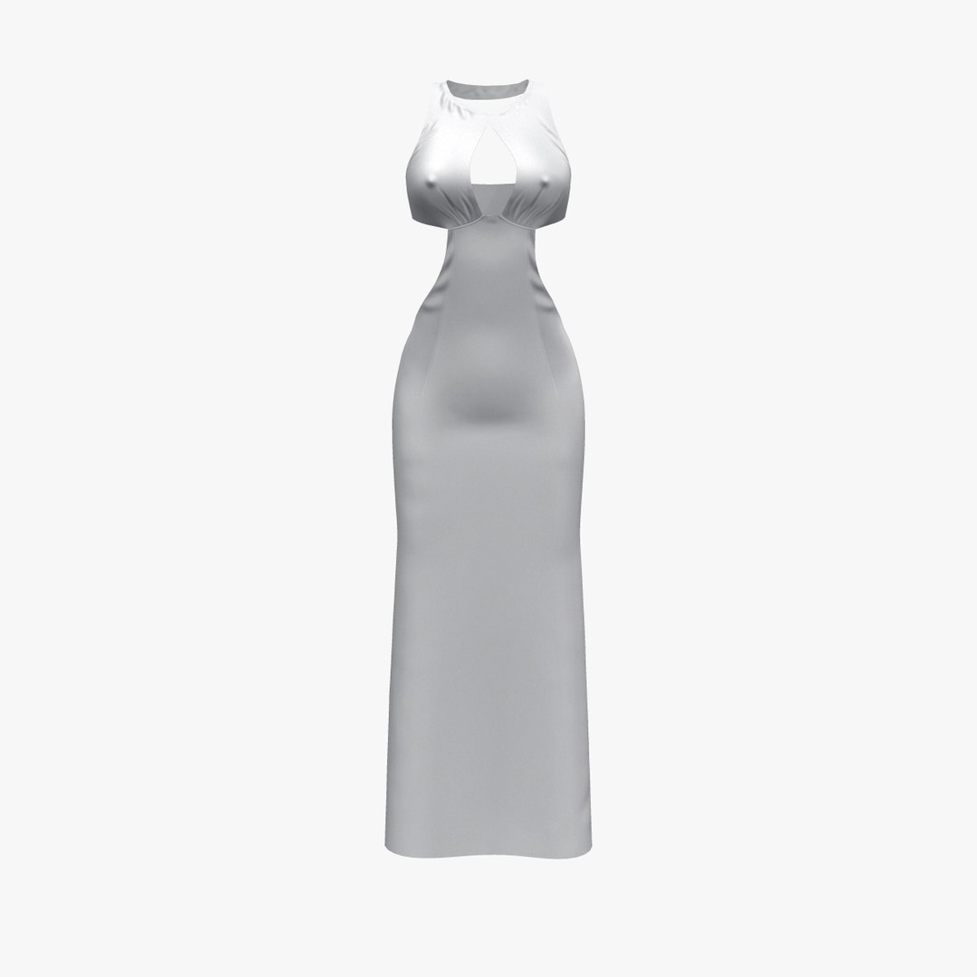Front Open Maxi Dress 3D - TurboSquid 1817547