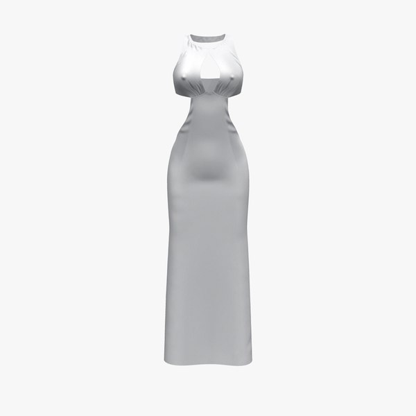 Front Open Maxi Dress 3D