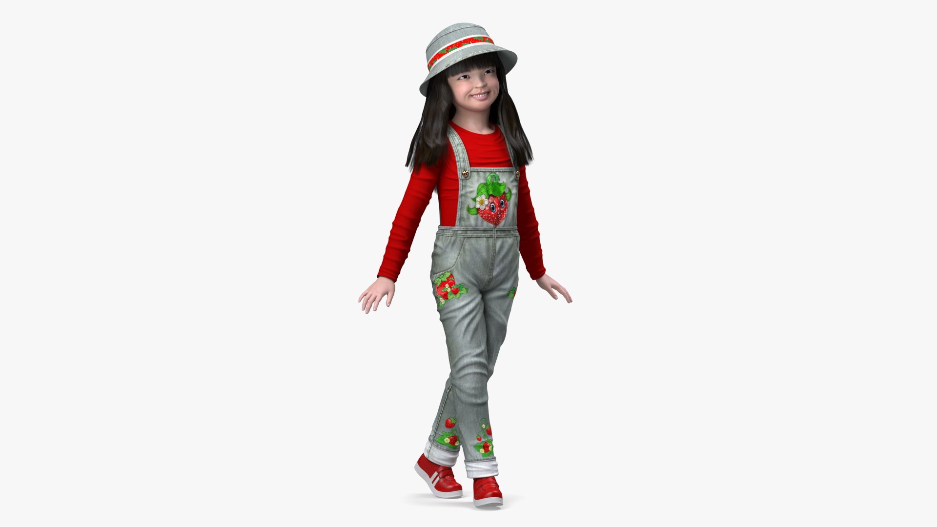 Smiling Girl in Street Clothes Walking 3D model preview