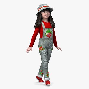Smiling Girl in Street Clothes Walking