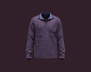 Mens check shirt with multiple pocket detailing model