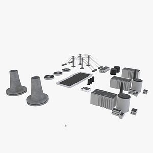 Industrial Buildings Set 3D model