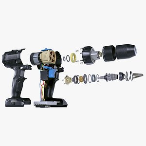 3D Drill Animated with All Parts model