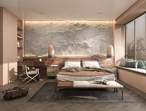 3D wabi-sabi bedroom