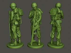 3D american soldier ww2 looking