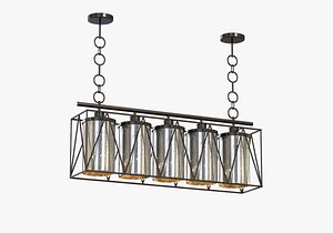pendant marmande rectangular chandelier 3d model