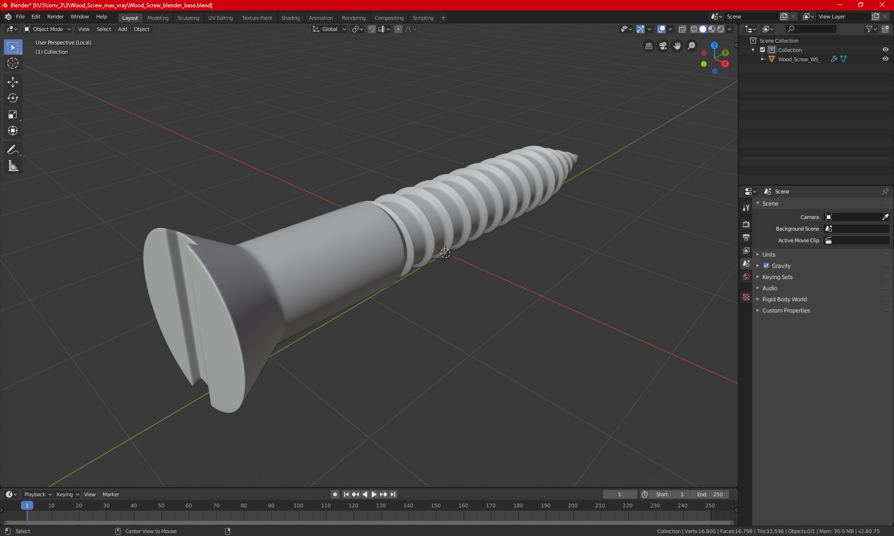 Wood Screw Model - TurboSquid 2240377
