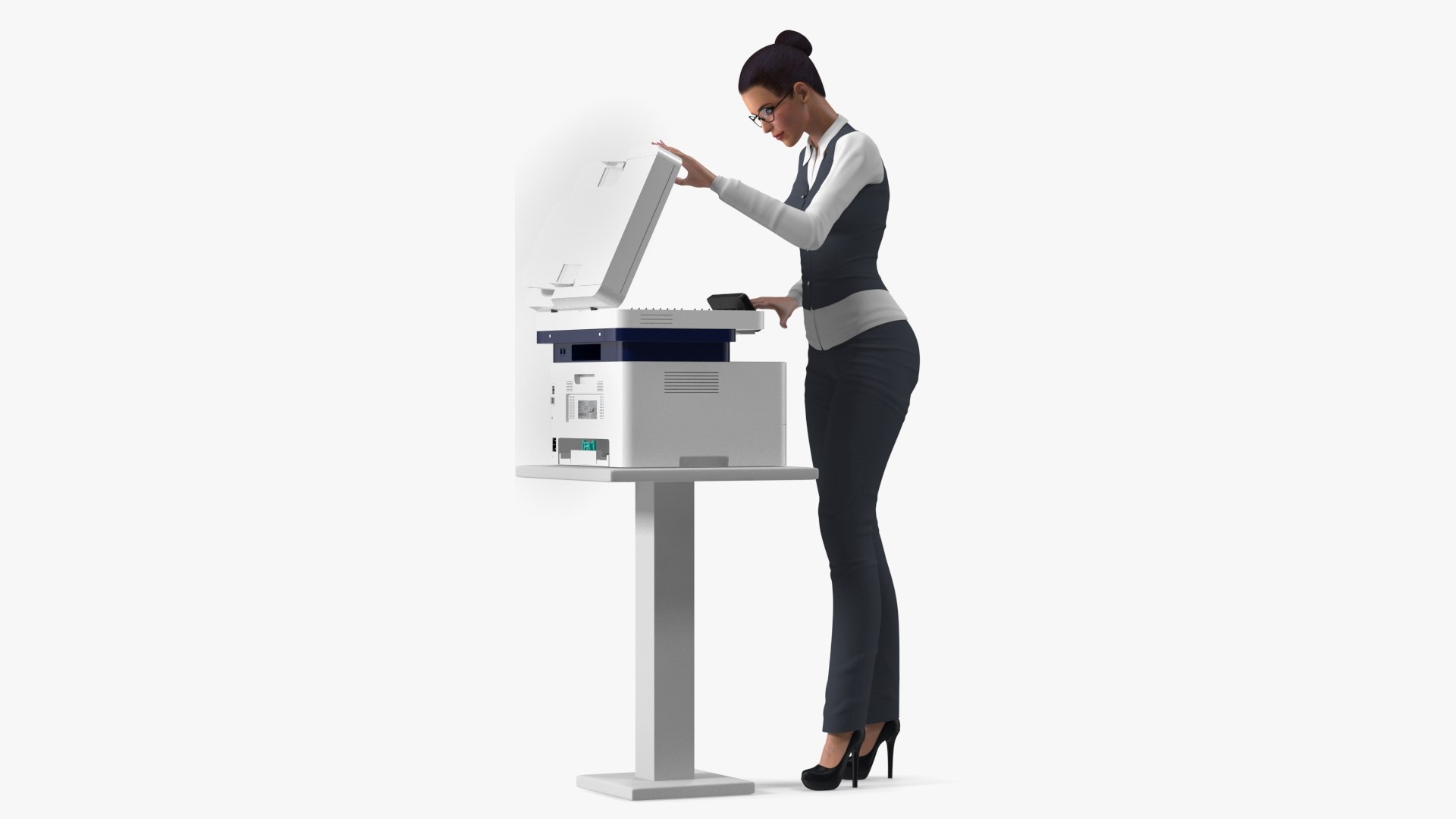 Xerox B215 Multifunction Laser Printer with Business Style Woman Rigged for Cinema 4D