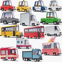 Stylized Low Poly Vehicles Bundle 3D Models 02