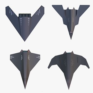 PACK OF 4 MILITARY FIGHTER PLANES 3D model