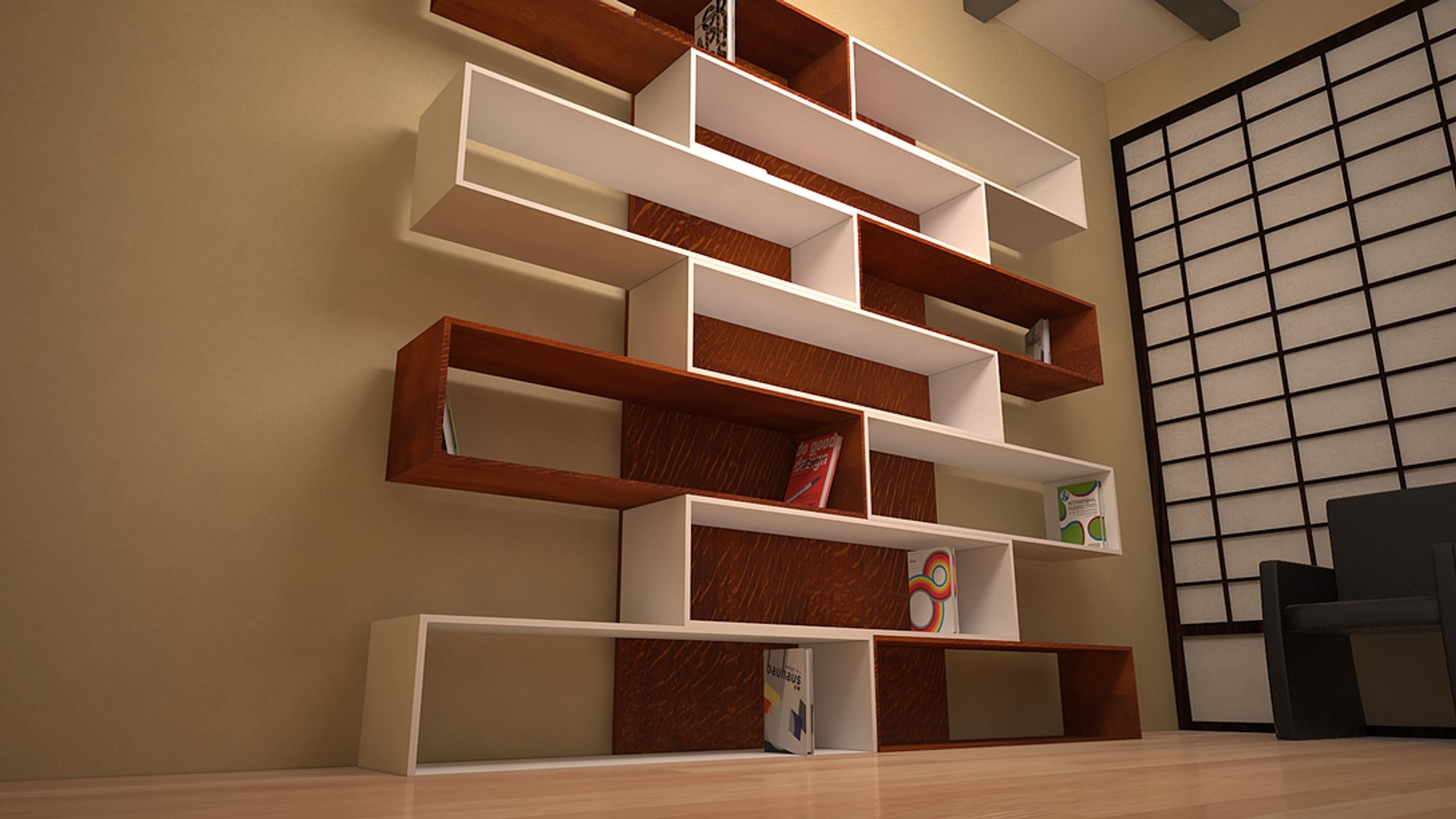 3D japanese book shelf TurboSquid 1361222