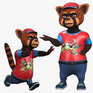 Cartoon Rigged Talking Red Panda Character 3D Model