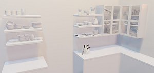 kitchen item utensils plates and silverware items collection 3D model