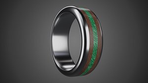 3D Titanium Wood And Malachite Ring model