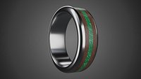 Titanium Wood And Malachite Ring
