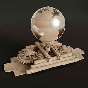 Wooden gears 3D model