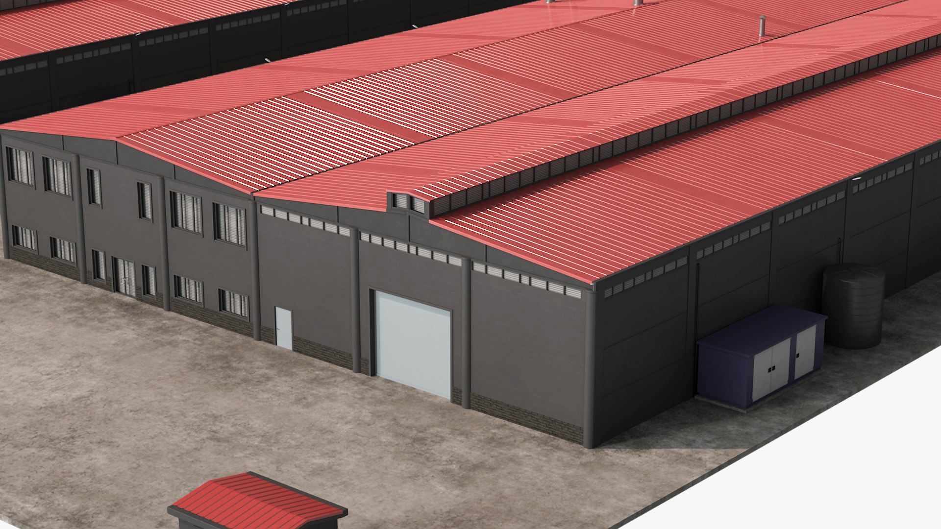 Industrial Large Factory Building 3D model preview