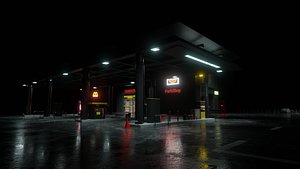 3ds max desert gas station