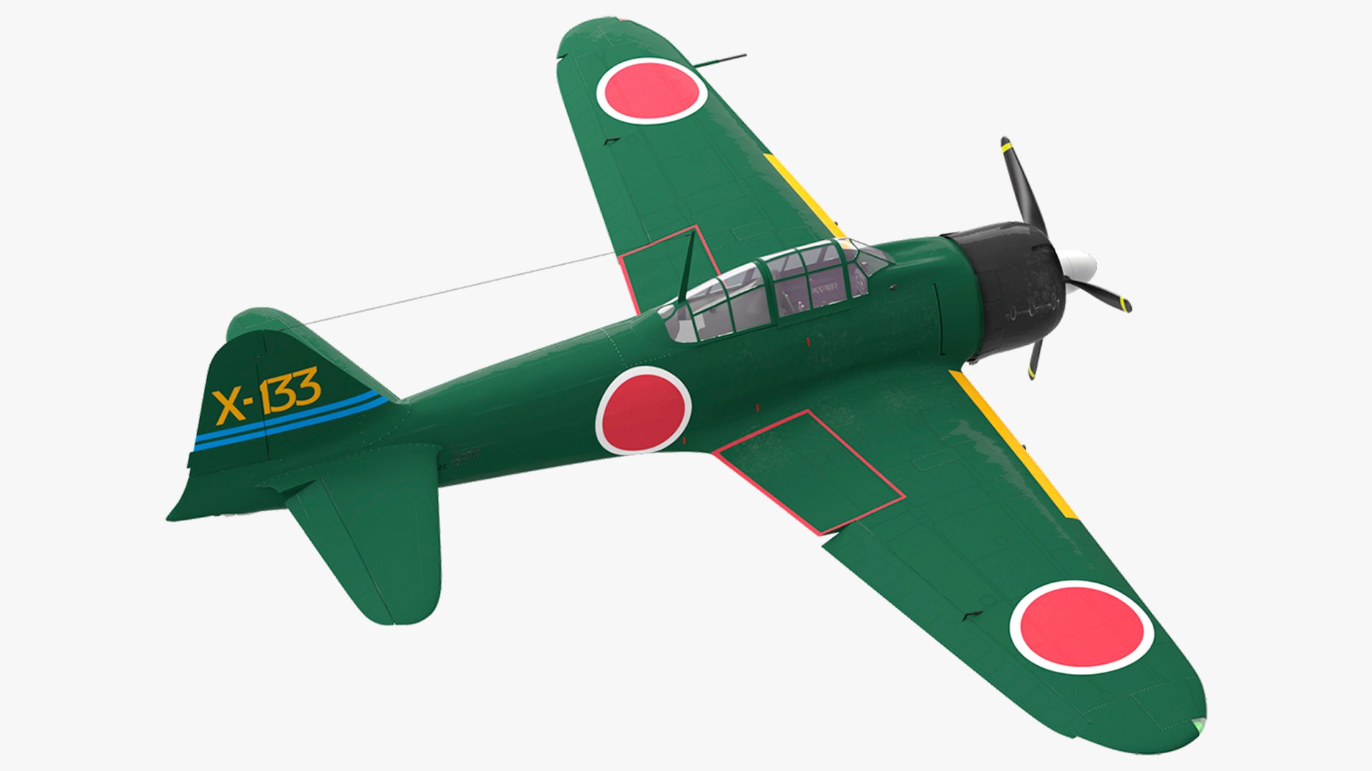 A6M Zero WWII Fighter Aircraft Rigged 3D model preview