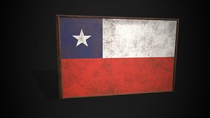 Old Picture Frame With Chile  Flag - Game Ready PBR Low-poly 3d model 3D model