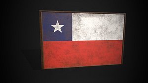 Old Picture Frame With Chile Flag - Game Ready PBR Low-poly 3d model