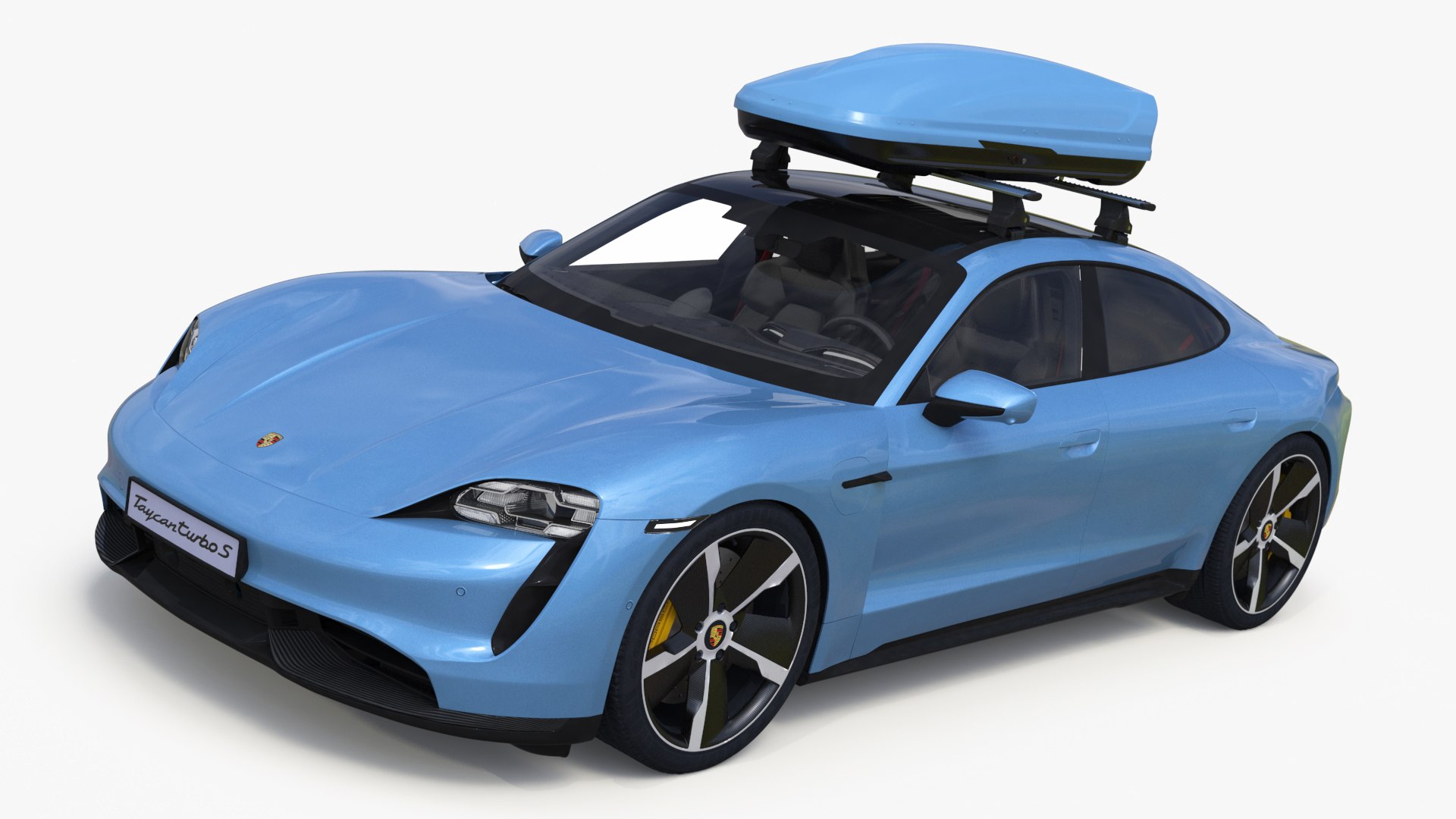 Porsche Taycan Turbo with Roofbox 3D model preview