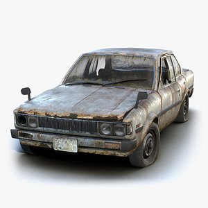 3D low-poly rusty toyota corolla