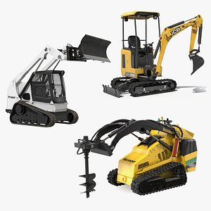 3D mini construction vehicles rigged