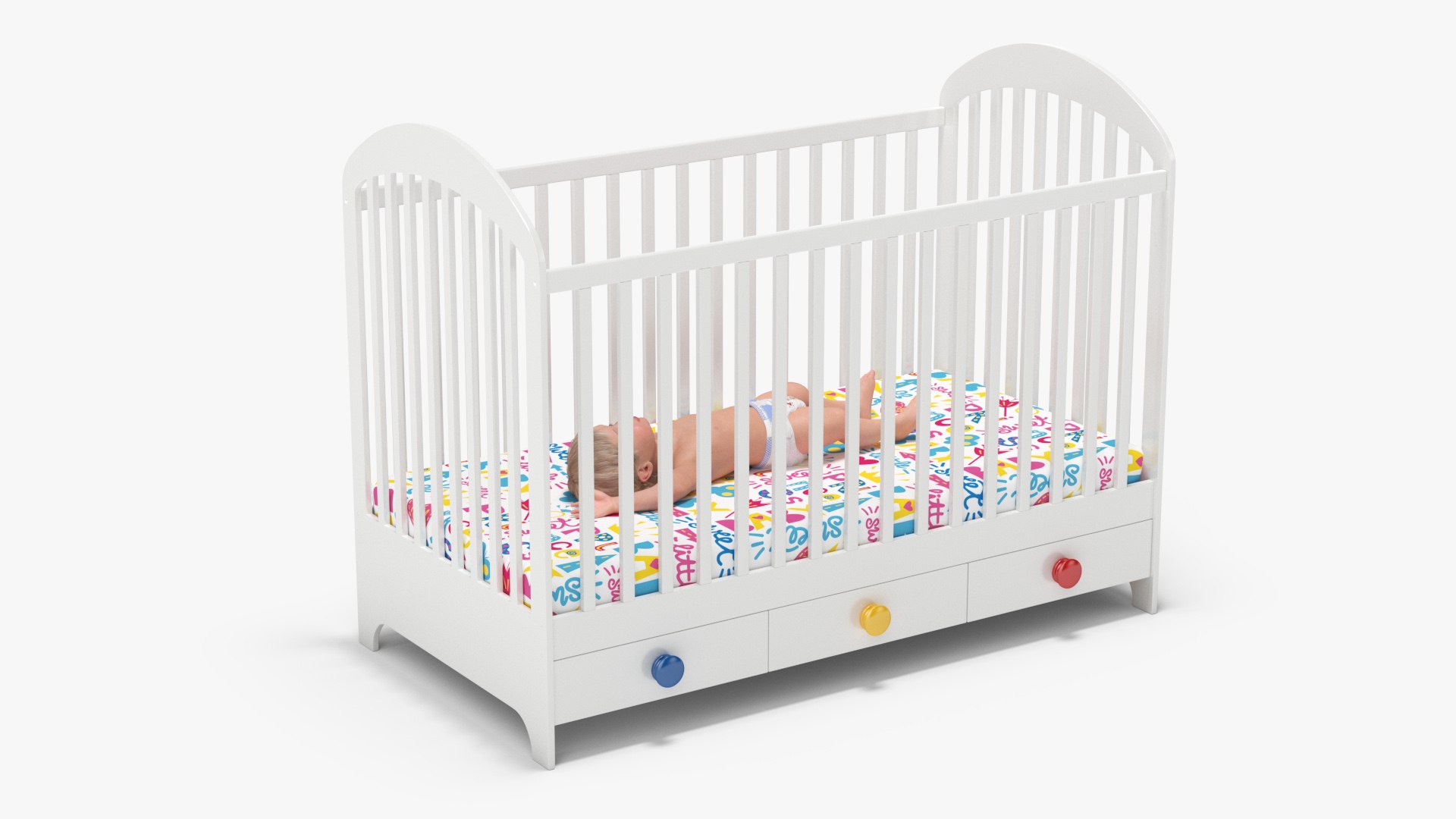 Baby Boy in the Crib 3D model preview